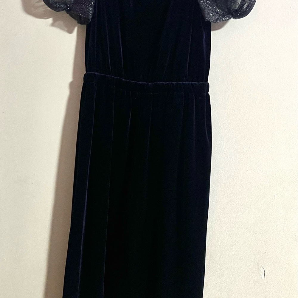 Elegant Black Velvet Dress with Sheer Sleeves